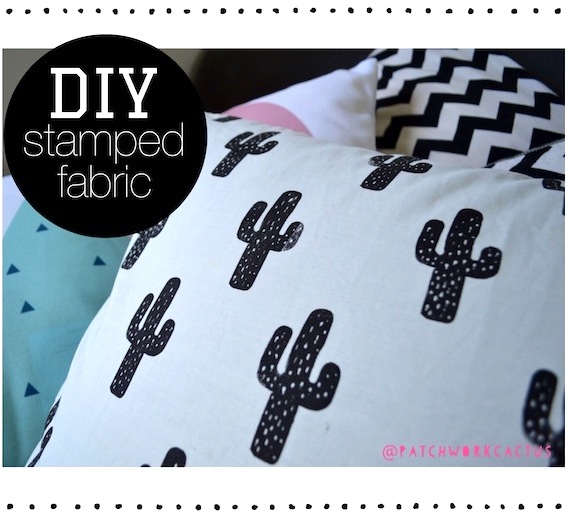 DIY Cactus Pillow - Hand Stamped Fabric tutorial - Patchwork Cactus 3