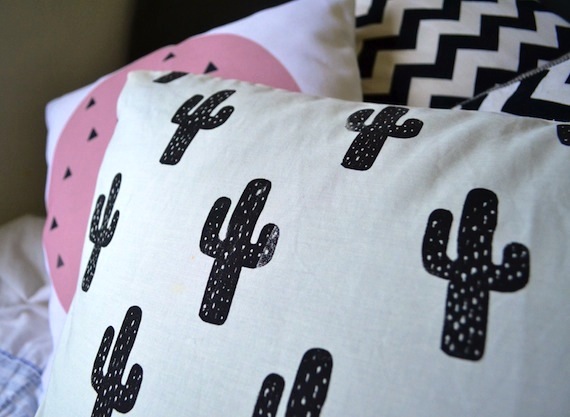 DIY Cactus Pillow - Hand Stamped Fabric tutorial - Patchwork Cactus 5