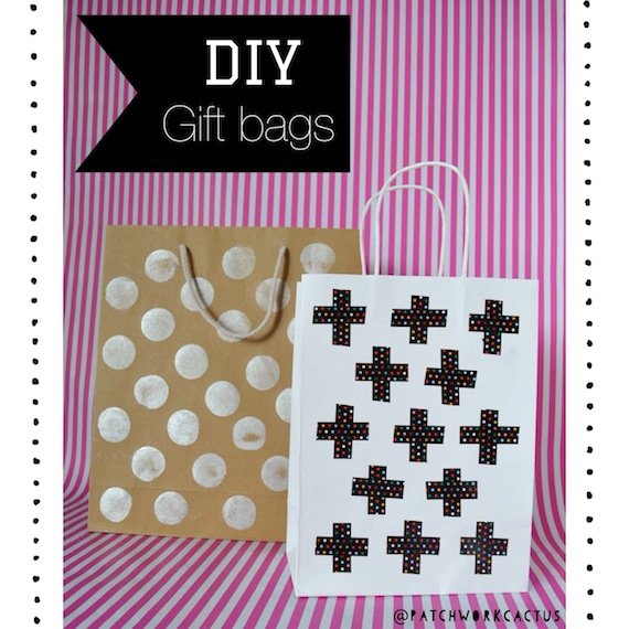 DIY Gift Bags - upcycled from paper shopping bags - By Patchwork Cactus