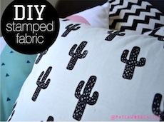 DIY Cactus Pillow - Hand Stamped Fabric tutorial - Patchwork Cactus 3