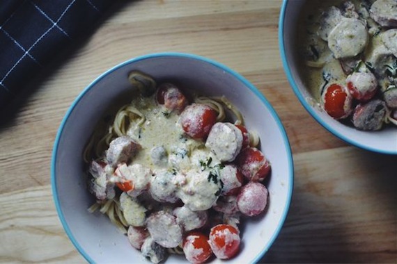 Ten Minute Dinner - Tomato and Chorizo Linguine Recipe by Patchwork Cactus 