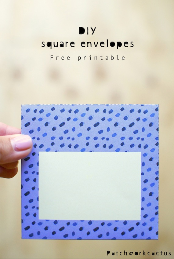 DIY Square Envelopes Free Printable Patchwork Cactus